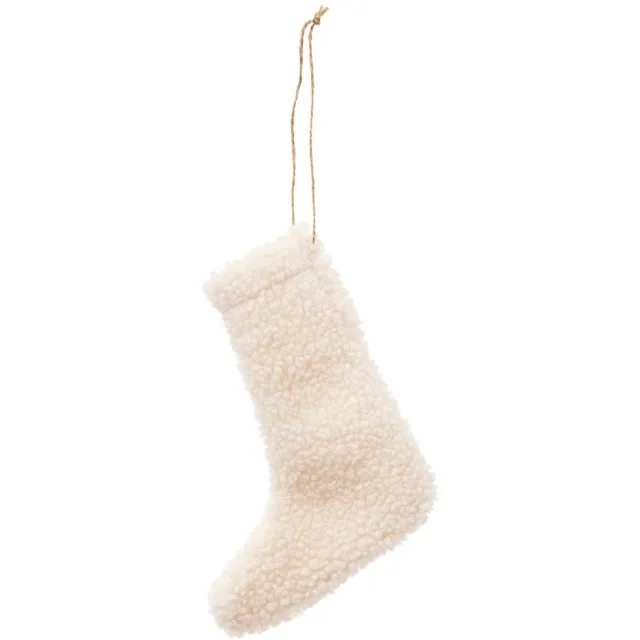 Feeric lights & Christmas Witte wollen kerstlaars, hoogte 18 cm Blanc