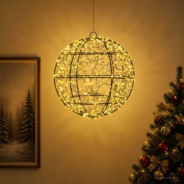 vidaXL Kerst Finial Licht 300 LED's Warmwit Diameter 30 x 32 cm