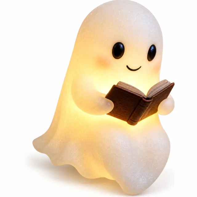Bobypet Halloween decoratie - Geesten lezen licht - Nachtlampje - Verlichting - Spookbeeldje - Harsen verzamelbeeld - Grappige LED - Wandlamp - Voor thuis,op bureau,plank,veranda Wit