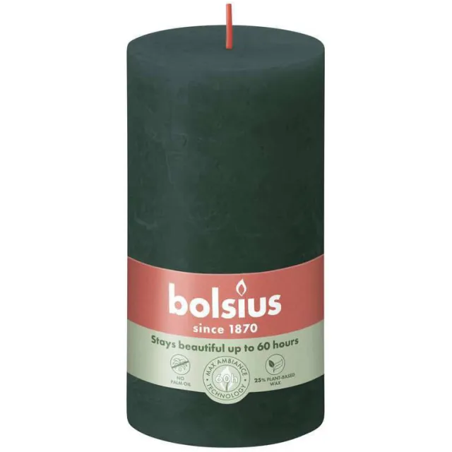 Bolsius stompkaars Rustiek groen (set van 4)