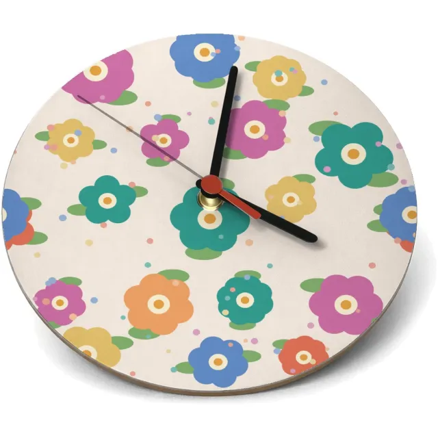 Mr Cadeautjes Klok rond Ø 19 - design Bloemenveld | cadeau Wit