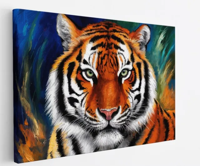 Saammp Canvas Schilderij - Abstracte tijger - Kleurrijk - Natuur - Dieren - 70x50 - Foto op canvas - Wanddecoratie - muurdecoratie Woonkamer - Slaapkamer decoratie - Canvas Print Multicolor