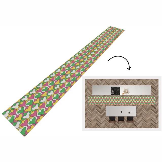 KitchenYeah Keukenloper 480x60 cm - Keukenmat vinyl Hart - Retro - Patronen - Keukenmatten loper - Keuken vloerkleed tapijt