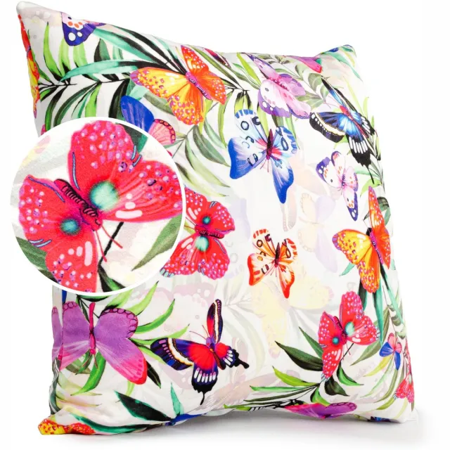 ANRO Vlinder Sierkussen 50x50 cm - Velours - Inclusief vulling Multicolor