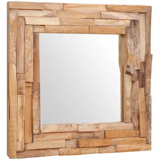 vidaXL Decoratieve spiegel vierkant 60x60 cm teakhout Bruin