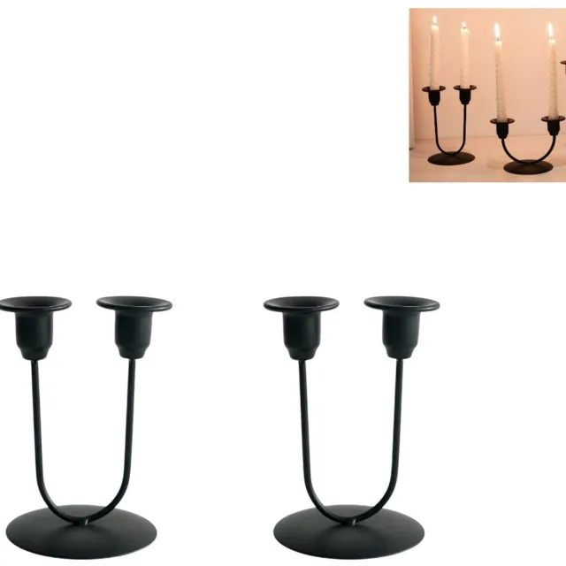 SWGOTA 2 stuks - Kandelaar - U-vormige kandelaar - Hoog model - Eigentijdse kandelaar - Romantische Europese stijl - Voor bruiloften en feesten - Zwart