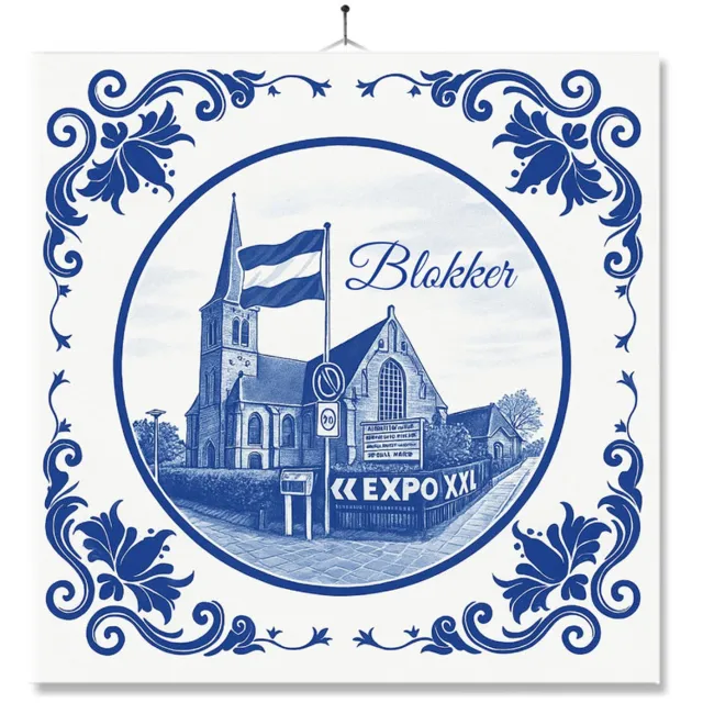 MC Living Tegel Met Opdruk | Blokker | Delft Blauw | Cadeau | Inclusief Geschenkdoos | Standaard | Ophangsysteem