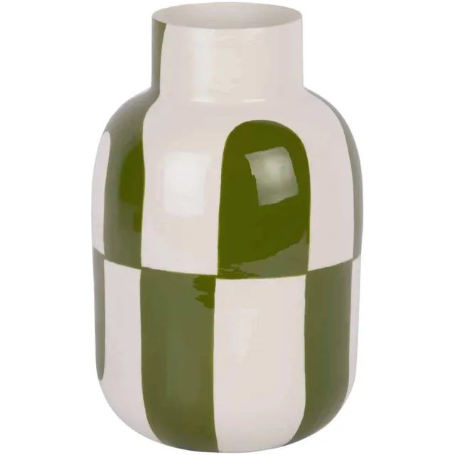 Present Time Vaas Dublin Circles - Groen - 5x5x29.5cm - Metaal - Scandinavisch - Bloemenvaas - Woondecoratie - Decoratieve vaas voor woonkamer of slaapkamer