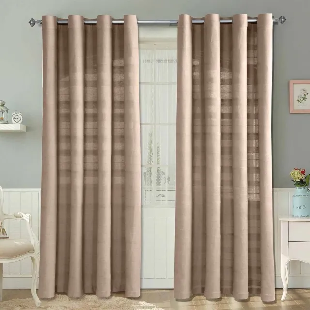 Homescapes gordijnen met oogjes Rajput beige in een set van 2, 182 x 167 cm