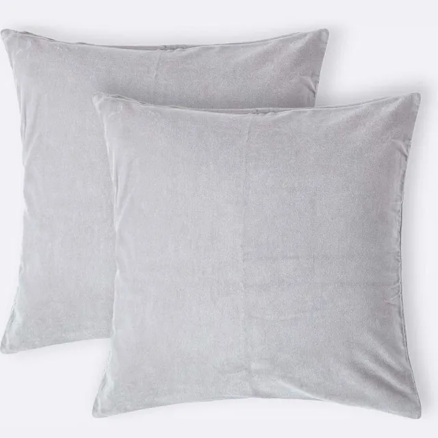 Homescapes fluwelen kussenhoes set van 2 in grijs, 40 x 40 cm Lichtgrijs