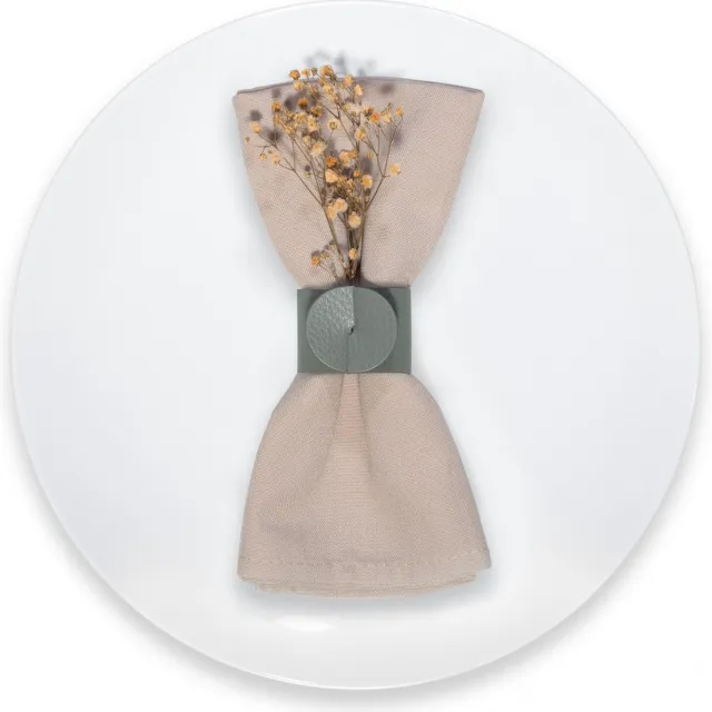 SKINNATUR Servetringen Set van 12 – Grijs (Elephant) – Ø 4 cm – Gerecycleerd Leer – Servethouders voor Tafeldecoratie