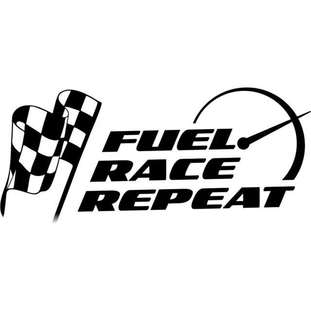 Looster-art&design Muur - raam sticker Fuel - Race - Repeat - Autosticker- racen - racing - decoratief zwart