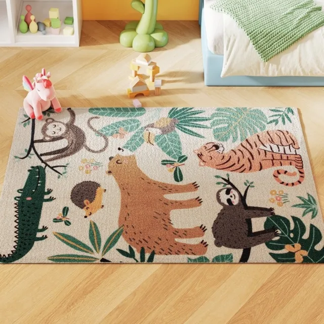 COVREO Vloerkleed 160x120 cm – cremewit multicolor polyester met antislip onderzijde