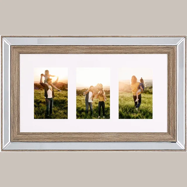 Beliani SINTA - Fotolijst Voor 3 - Zilver - Staand, Liggend - 50 cm - Glas