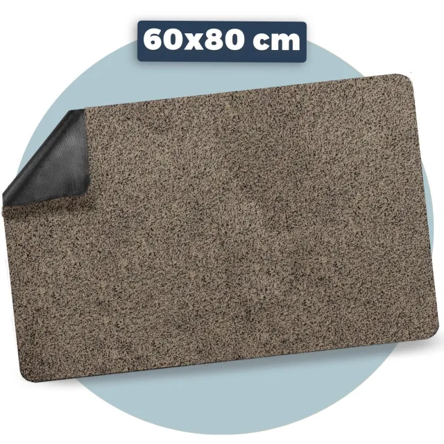 Pasper Deurmat binnen droogloopmat - 60 x 80 cm - Beige - zonder boord - Gemaakt in België - Wasbaar - Deurmatten