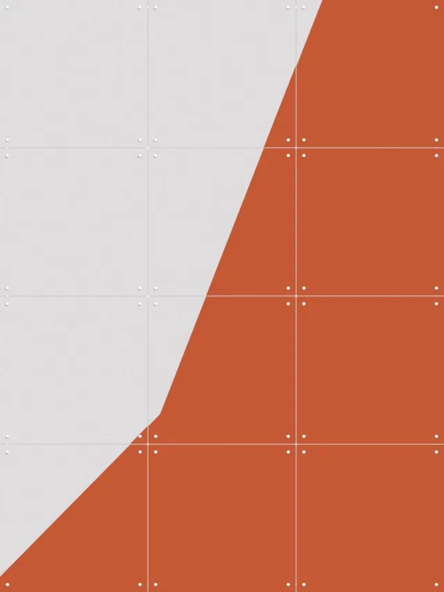 IXXI Color blocking - Orange Grey, Allon Dery - 60 x 80 cm - Grote wanddecoratie en posters - Grafisch Ontwerp, Minimalisme, Abstract, Geometrische Warme kleuren / Oranje