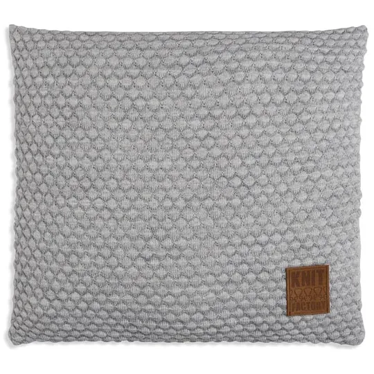 Knit Factory Juul kussen 50x50 lichtgrijs/beige