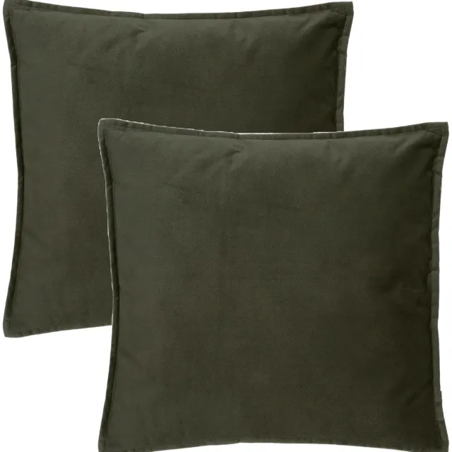Atmosphera Bank/sierkussens huiskamer Sophia - 2x stuks - 52 x 52 cm - Olijfgroen - polyester - met rits Olijf groen