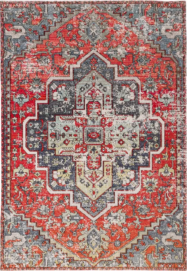 Pergamon Kortpolig design vloerkleed modern vintage oosters patroon Blauw