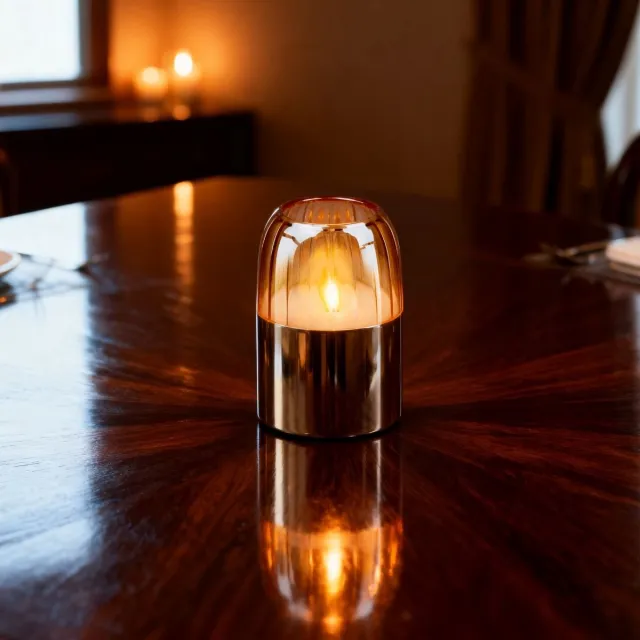 arti casa LED Kaars in Glazen Pot - Sfeervolle Verlichting voor Binnen - Ø7,5x12,5cm - Beweegbare Lont - Realistisch Vlam-Effect - Werkt op AA-Batterijen - Kleur: Creme/Bruin