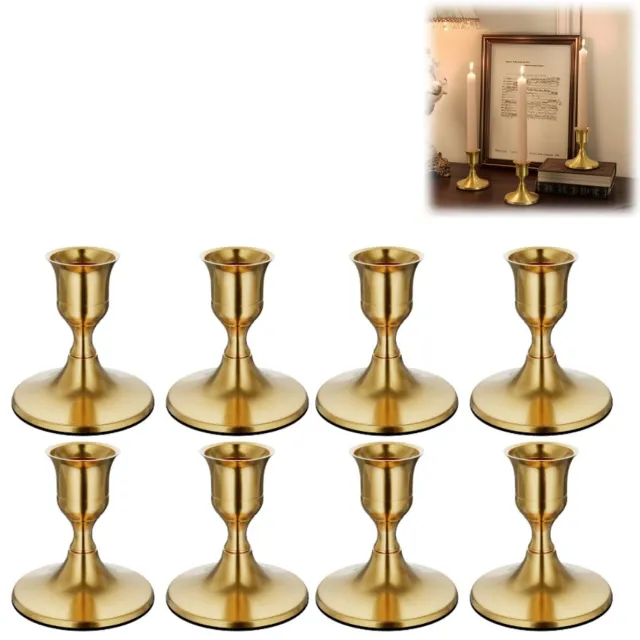 SWGOTA 8 stuks - Kandelaars - Metalen kandelaars - Minimalistische stijl - Ideaal voor romantische tafels, bruiloftdecoraties, kaarsen - Goud