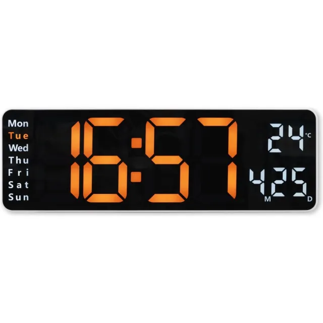 Hama wandklok- Santa Cruz- Thermo - groot display - afstandbediening- Wit