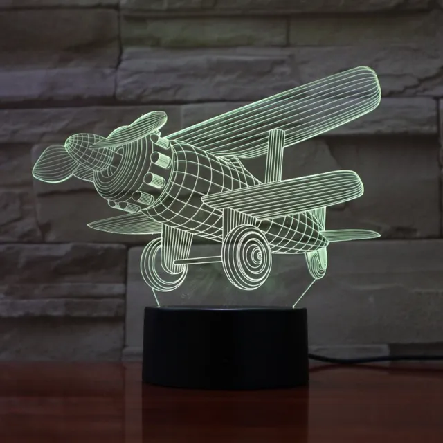 MC Living 3D Led Lamp Met Gravering - RGB 7 Kleuren - Vliegtuig
