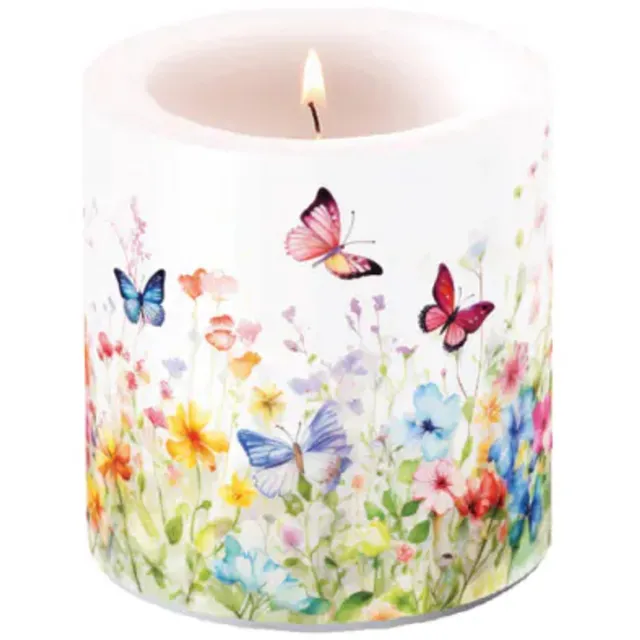 Ambiente Kaars - Small - 35 branduren - Small Butterflies in Field Wit