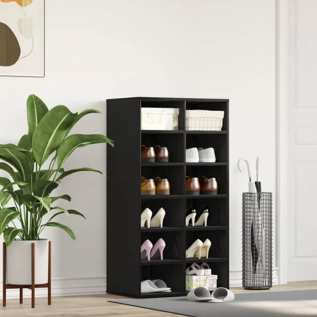 vidaXL Schoenenrek 54x34x100,5 cm spaanplaat zwart eikenkleurig