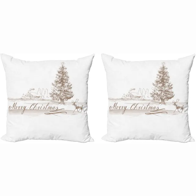 ABAKUHAUS Kerstkussenhoezen, set van 2, vintage klassiek kerstthema, modern accent, dubbelzijdige digitale print, 50x50 cm, bruin Brown
