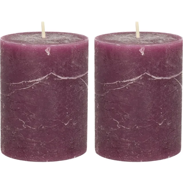 Atmosphera Atmospera Stompkaars/cilinderkaars - 2x - bordeaux rood - 7 x 9 cm - middel rustiek model