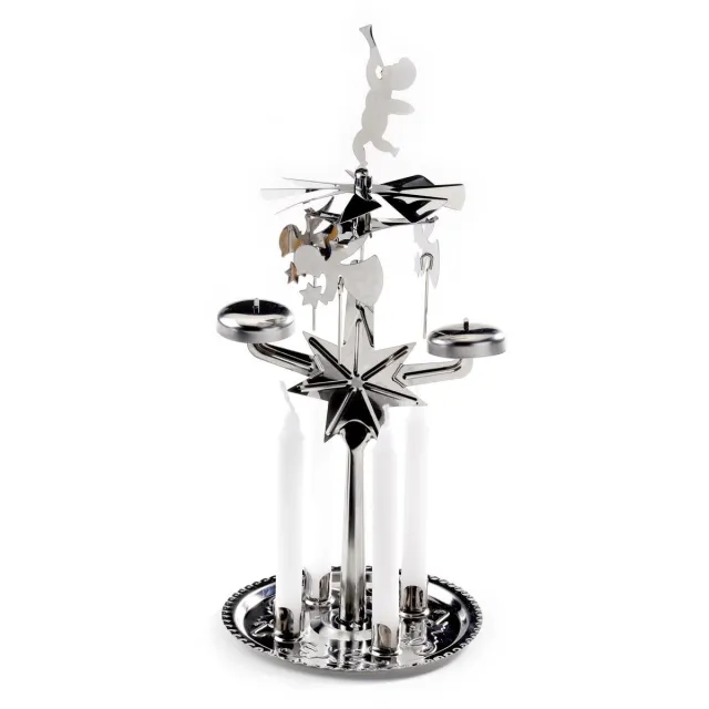 Inge-glas Inges Glas – Zweedse Angel Chimes Original Zilver – Engelenmolen met Kaarsjes – 31 cm