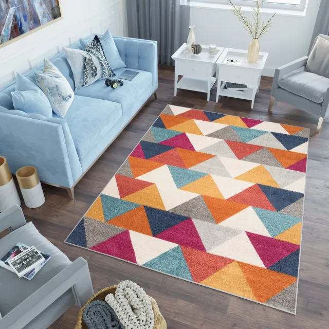Tapiso Lazur Vloerkleed Grijs Oranje Modern Woonkamer Tapijt Maat- 140x190