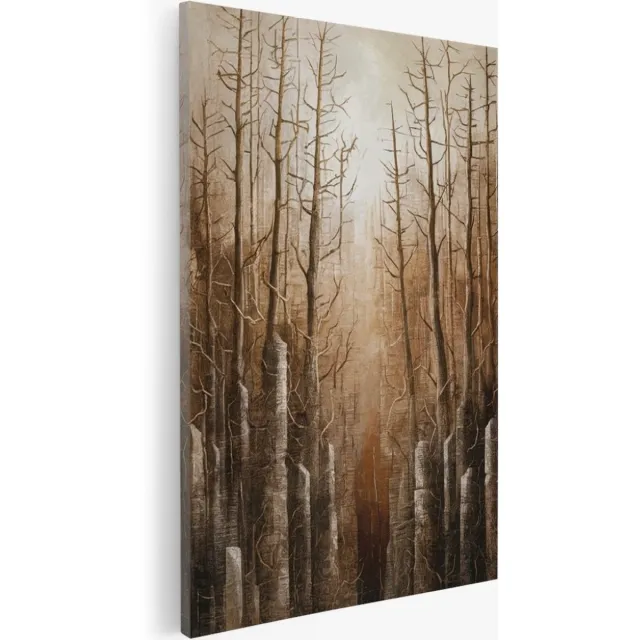 Saammp Canvas Schilderij - Vintage - Abstract bos - Landschap - Natuur - 75x100 - Foto op canvas - Wanddecoratie - Muurdecoratie Woonkamer - Slaapkamer decoratie - Canvas Print Multicolor