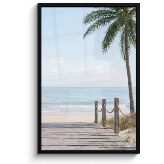 FrameYourWall Poster in lijst - Fotolijst 60x90 cm - Posters - Palmbomen - Pad - Horizon - Posterlijst zwart - Decoratie - Wanddecoratie woonkamer - Muurdecoratie slaapkamer