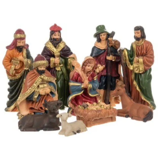 Ruhhy Ruhhy Kerstfiguren - 10 delig - kunststeen - kerststal - kerstgroep - kerstbeeldjes Multicolor
