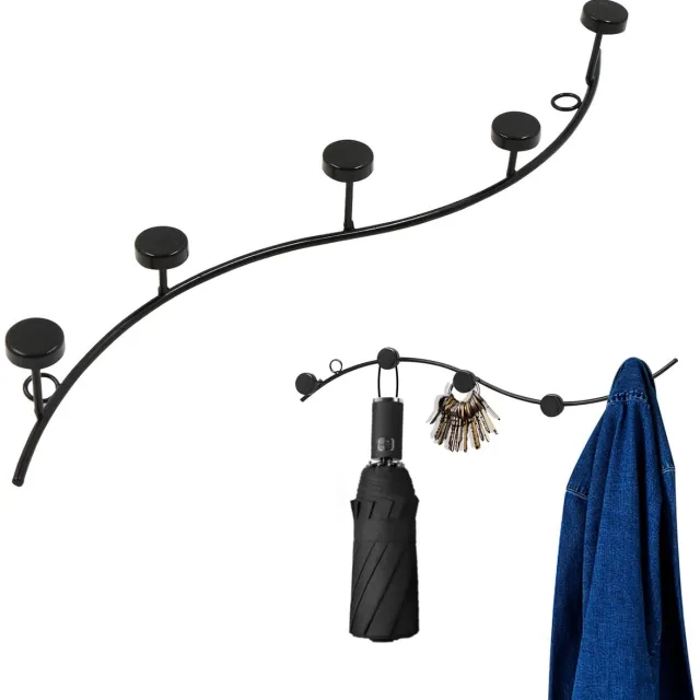 Ibenzoa Muurdecoratieve Kapstok met Creatieve Haken voor Slaapkamer, Entree en Badkamer - Zwart, 1 Stuk
