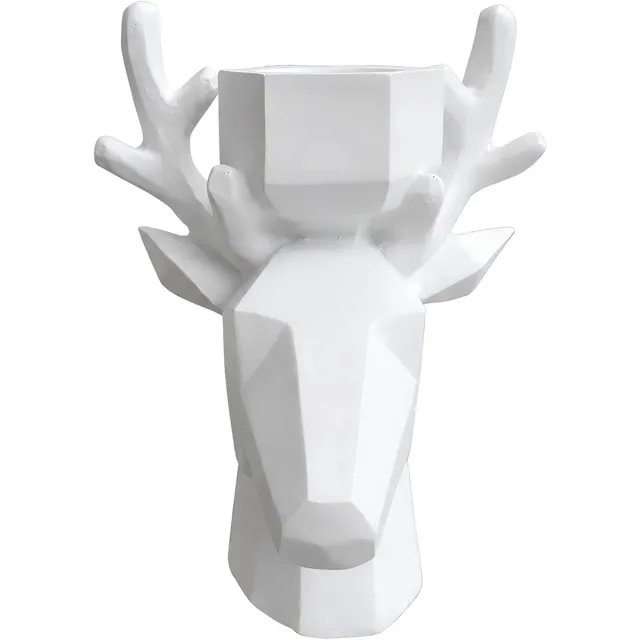 Lavandoux Hertenkop Theelichthouder - Geometrisch - Wit - S: H 16 cm