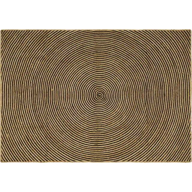 vidaXL Gebied Tapijt Naturel en Zwart 240 x 340 cm Jute