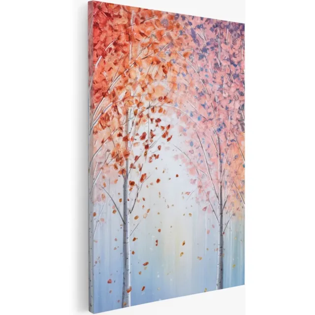 Saammp Canvas Schilderij - Abstract - Roze - Blauw - Landschap - Natuur - 60x90 - Foto op canvas - Wanddecoratie - Muurdecoratie Woonkamer - Slaapkamer decoratie - Canvas Print Multicolor