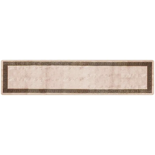 vidaXL Tapijt - Runner - MARSA - Beige - en - Zwart - 80 - x - 350 - cm - Polyester - en - PVC