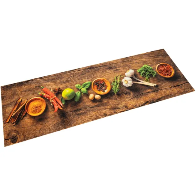 vidaXL Keukenmat wasbaar kruidenprint 45x150 cm fluweel Bruin