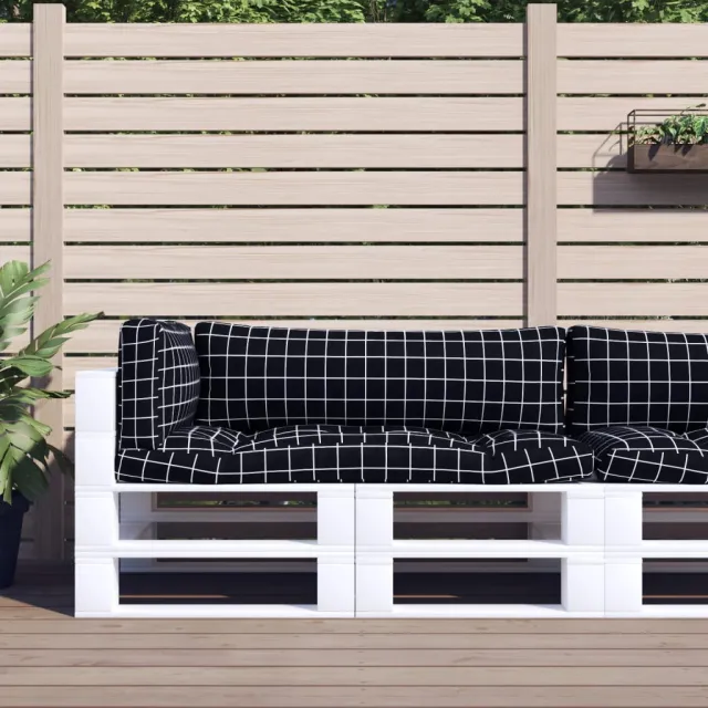 vidaXL Palletkussens 3 st ruitpatroon oxford stof zwart