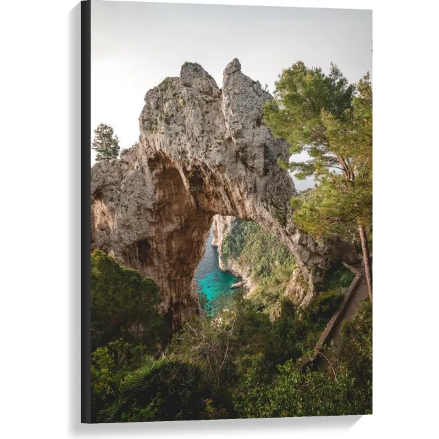 KuijsFotoprint Canvas - Rots boven Rivier - 60x90cm Foto op Canvas Schilderij (Wanddecoratie op Canvas) Blauw