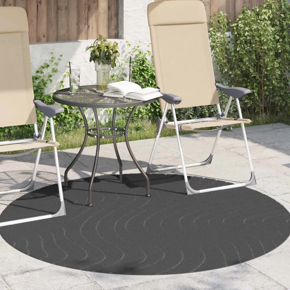 vidaXL Binnen- en buitentapijt PALMERAS Antraciet Ø 160 CM Polyester, foto 3