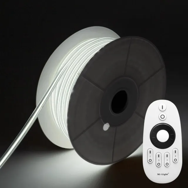 DiamantLED COB LED Strip - Koud Wit 6500K - 10 Meter in één rol(1x 10meter) - 800Lumen per meter - 220V - Waterdicht(IP65) - Complete Set - Met Mi-Light(MiBoxer) RF Afstandsbediening