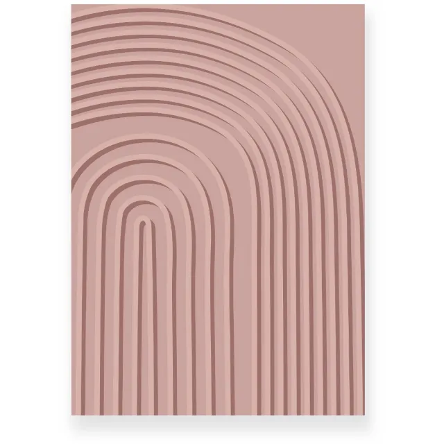 Yisual Poster 50x70 cm - Organische Lijnen - Roze - Minimalistisch - Japandi - Muurdecoratie - Wanddecoratie