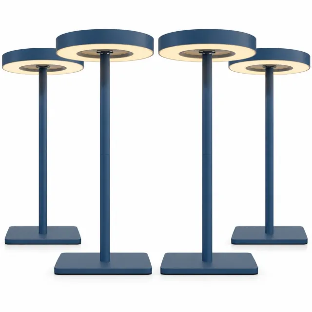 Nook Oplaadbare tafellamp 4-pack - Blauw - Draadloos - LED & 3 lichtstanden - Bureaulamp of nachtlampje 4-pack Blauw