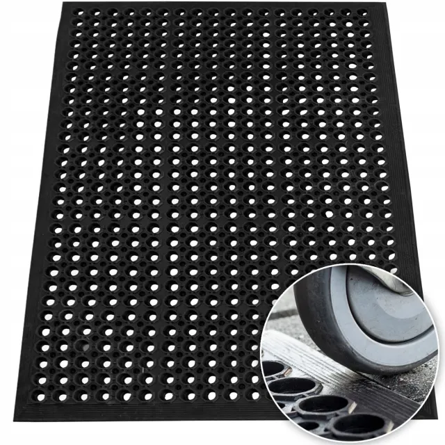 Deco4Home Rubberen deurmat met oprit, 60x90cm, anti-slip, voor buiten Zwart