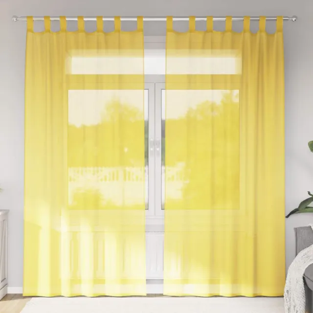 vidaXL Gordijnen voile met roedezakken 2 st geel